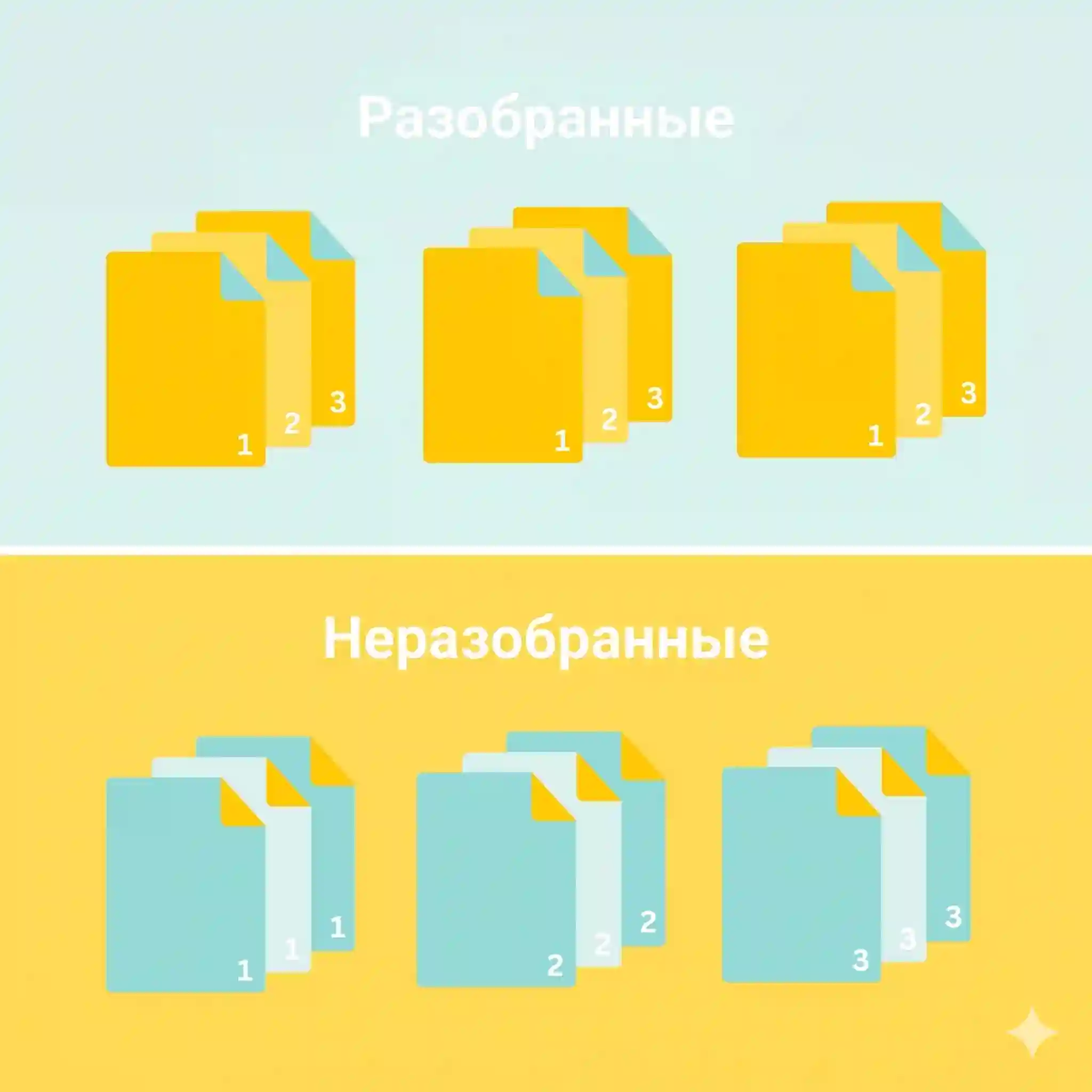 Сортировка по копиям и без сортировки
