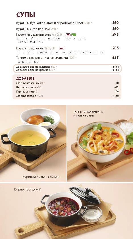 Основное меню кондитерских (фирменные блюда)