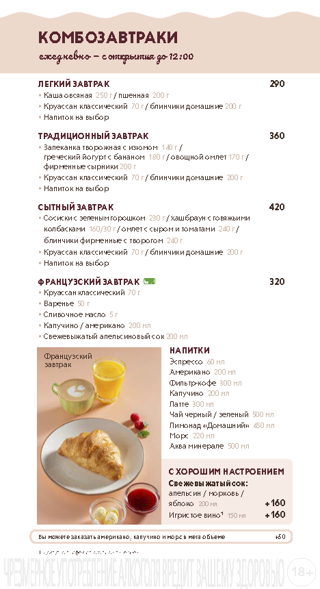 Основное меню кондитерских (фирменные блюда)