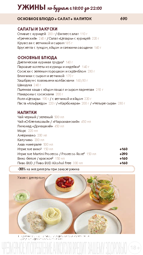 Основное меню кондитерских (фирменные блюда)
